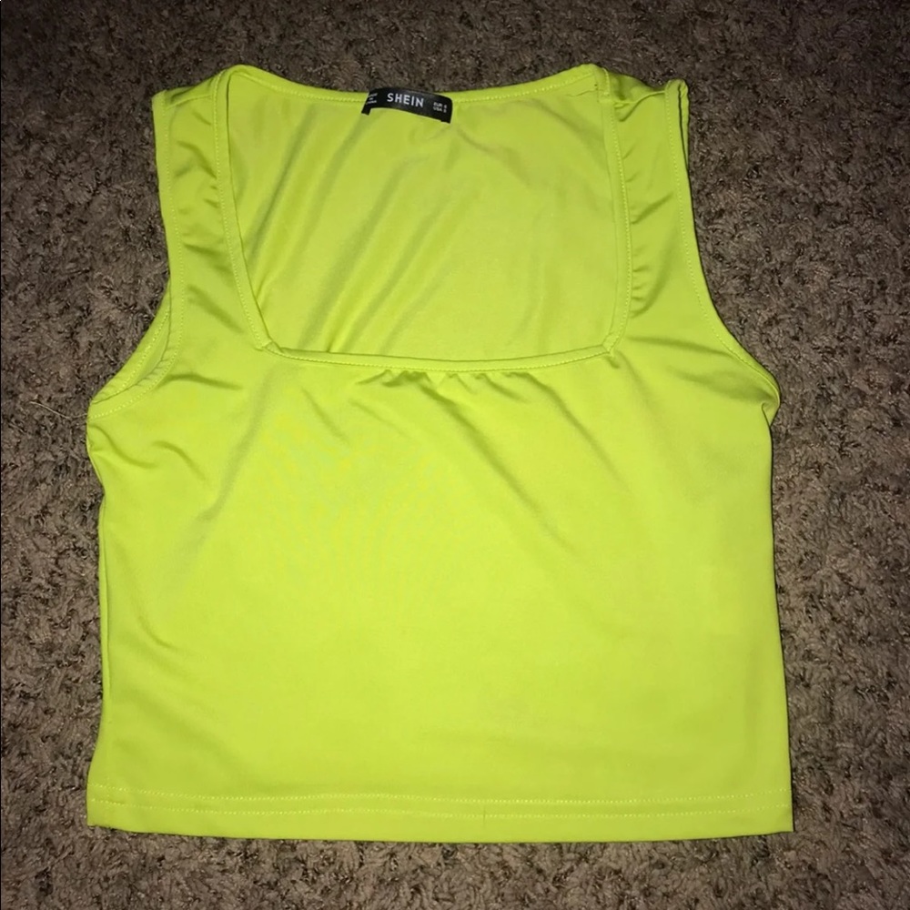 LIME GREEN SQUARE NECK TANK